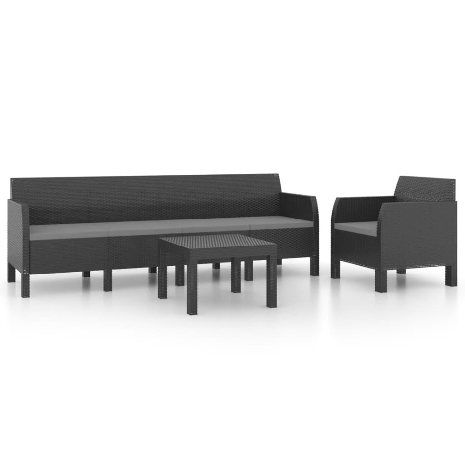 Set de muebles de jardín 3 pzas cojines PP ratán gris