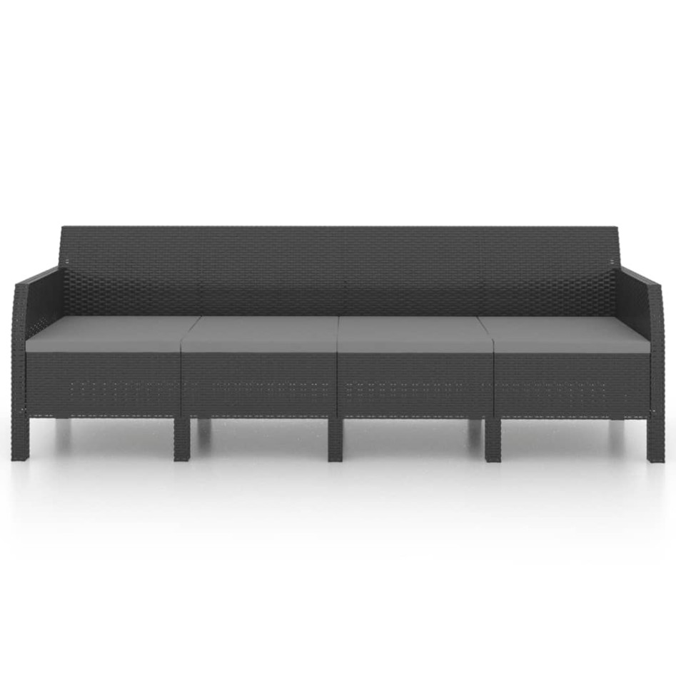 Set de muebles de jardín 3 pzas cojines PP ratán gris