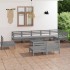 Juego de muebles de jardín 10 piezas madera maciza de pino