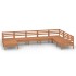 Juego muebles de jardín 8 pzas madera maciza pino marrón