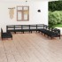 Juego de muebles de jardín 11 pzas madera maciza de pino