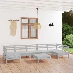 Juego de muebles de jardín 8 piezas madera maciza de