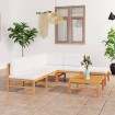 Set de muebles de jardín 6 pzas madera de teca y cojines crema