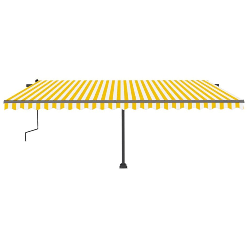 Toldo de pie retráctil manual amarillo y blanco 500x300