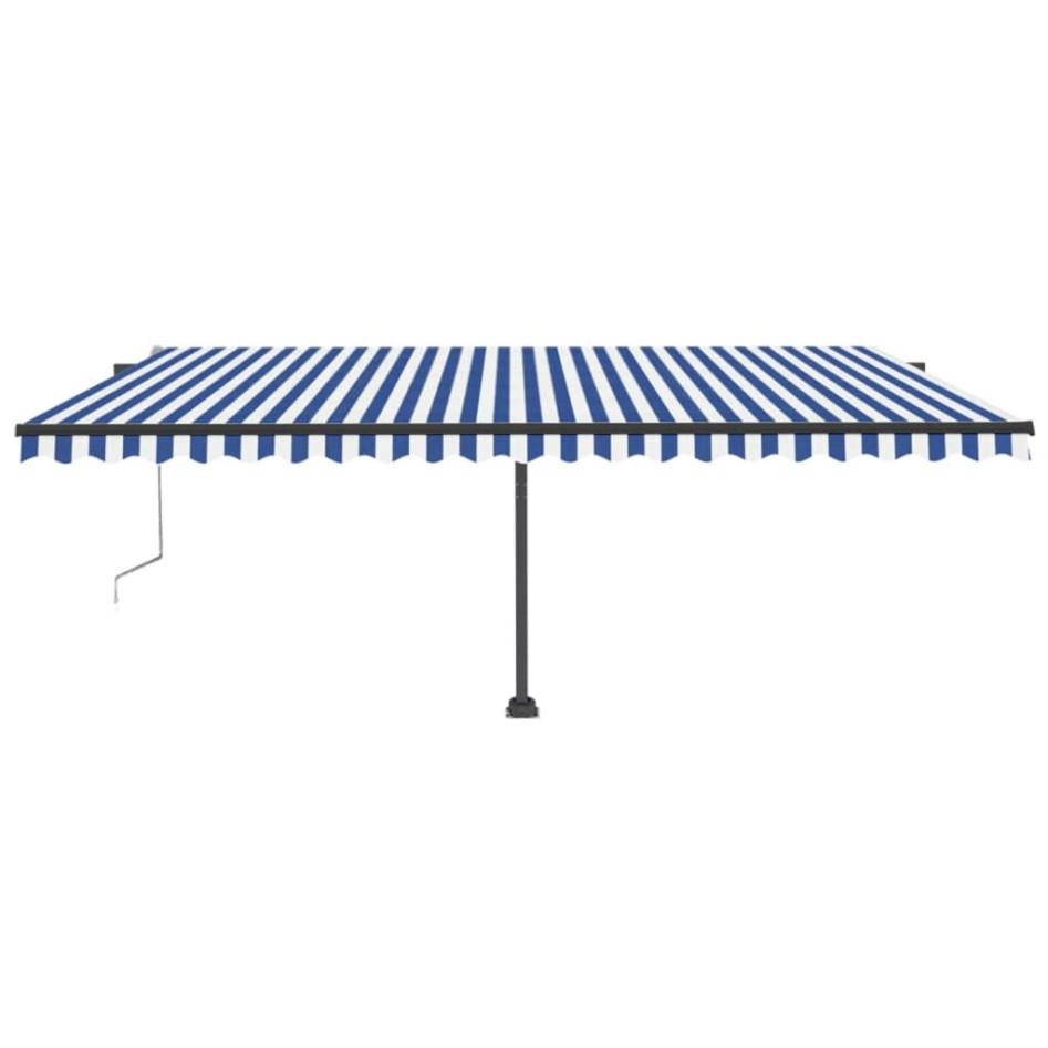 Toldo de pie automático azul y blanco 500x300