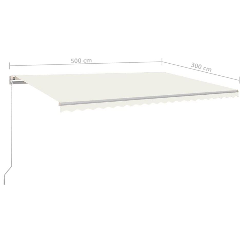 Toldo retráctil automático con postes crema 5x3