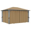 Cenador con cortina gris taupe aluminio 400x300 cm