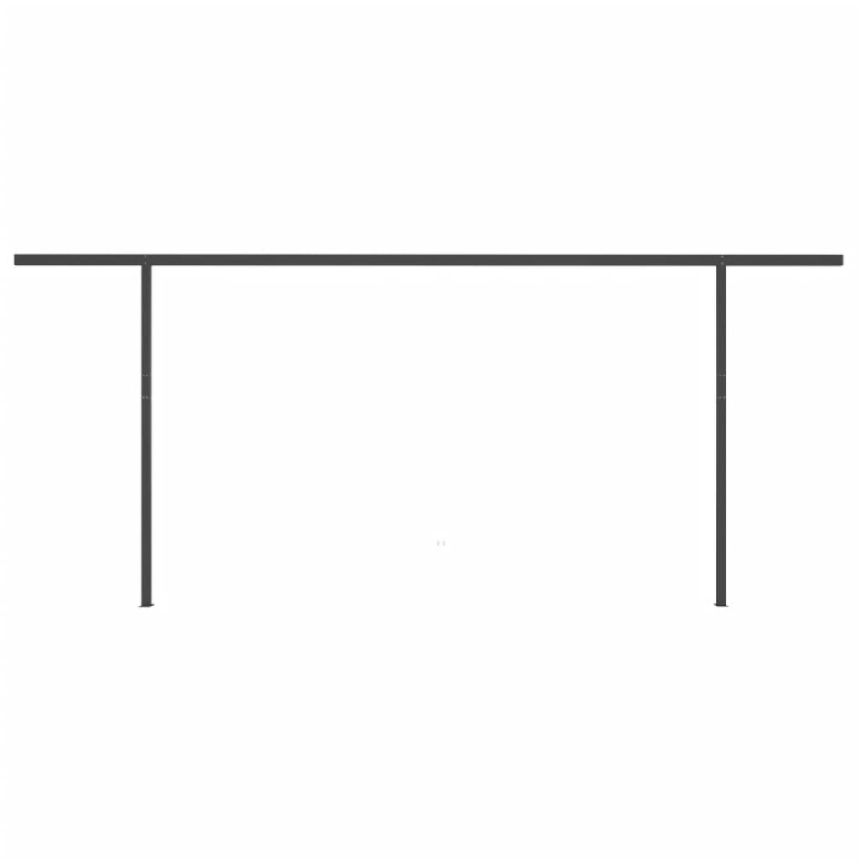 Toldo manual retráctil con postes amarillo y blanco 5x3