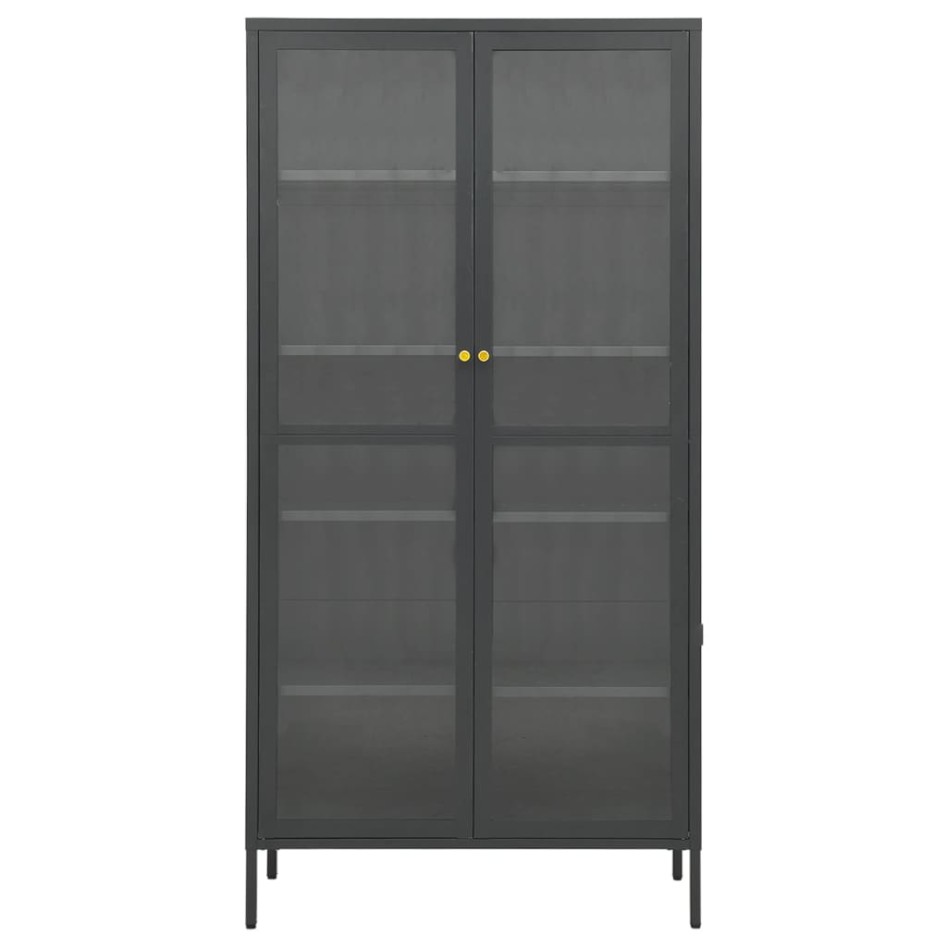 Vitrina de acero y vidrio templado gris antracita 90x40x180