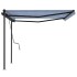 Toldo retráctil manual con postes azul y blanco 4x3,5