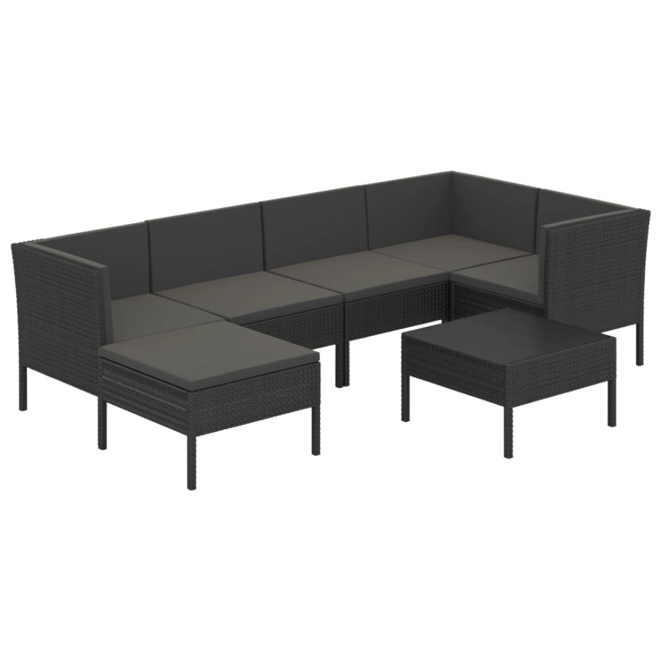 Set de muebles de jardín 7 pzas y cojines ratán sintético