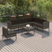 Set de muebles de jardín 8 pzas y cojines ratán sintético gris