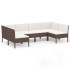 Set muebles de jardín 6 pzas y cojines ratán sintético