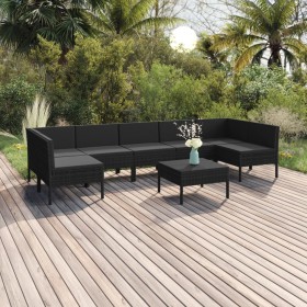 Set de muebles de jardín 8 pzas y cojines ratán sintético