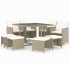 Set comedor de jardín 9 pzas con cojines ratán sintético