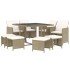 Set comedor de jardín 9 pzas con cojines ratán sintético