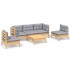 Juego de muebles de jardín 6 pzas y cojines madera maciza