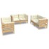 Muebles de jardín 6 pzas y cojines madera maciza de pino