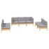 Juego de muebles de jardín 7 pzas y cojines madera maciza