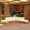 Muebles de jardín 7 piezas cojines madera de pino color crema