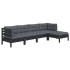 Muebles de jardín 5 pzas con cojines negro madera de