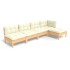 Muebles de jardín 5 piezas cojines madera de pino