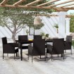 Juego de comedor para jardín 7 piezas negro