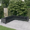Sofás de jardín 7 piezas y cojines ratán sintético gris oscuro