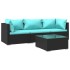 Set de muebles de jardín 4 pzas y cojines ratán sintético