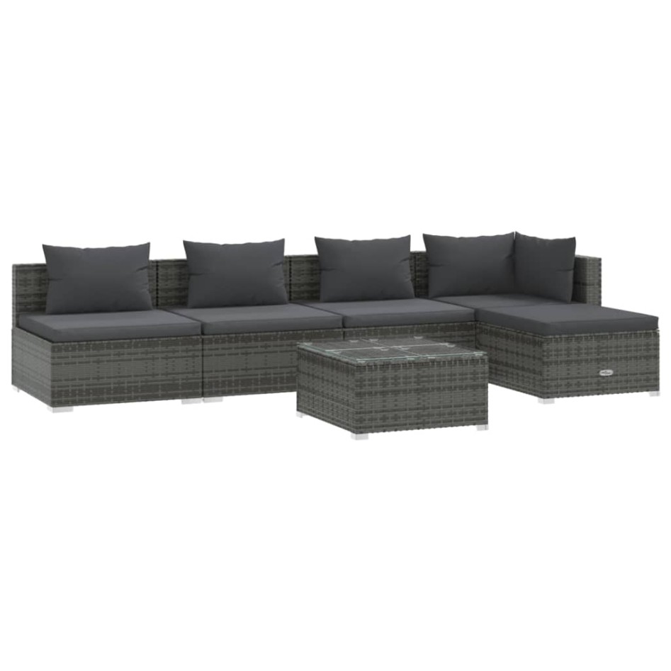 Set de muebles de jardín 6 pzas y cojines ratán sintético