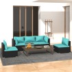 Set de muebles de jardín 5 pzas y cojines ratán sintético negro