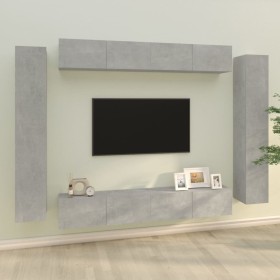Set de muebles de TV 8 pzas madera contrachapada gris