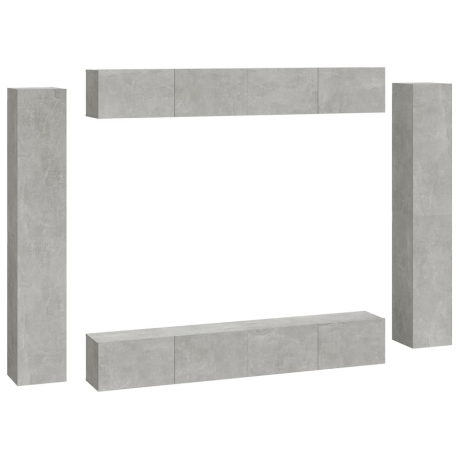 Set de muebles de TV 8 pzas madera contrachapada gris