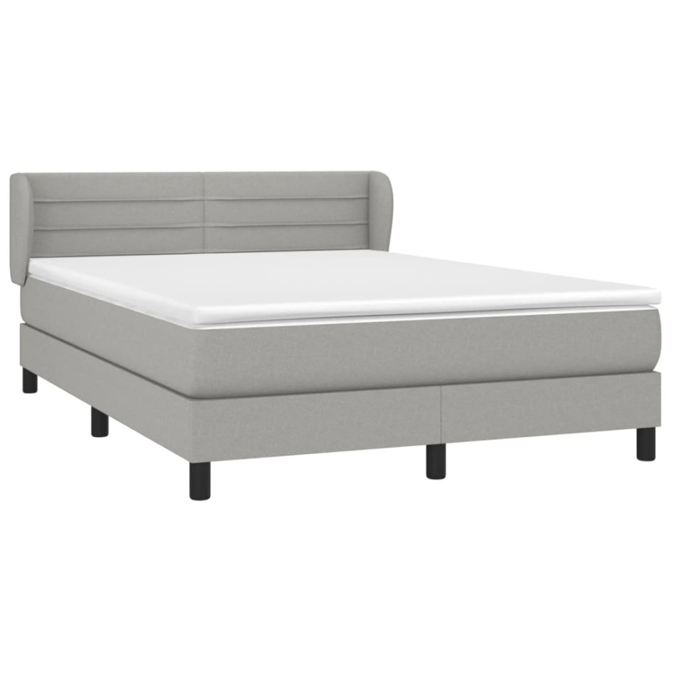 Cama box spring con colchón tela gris claro 140x190