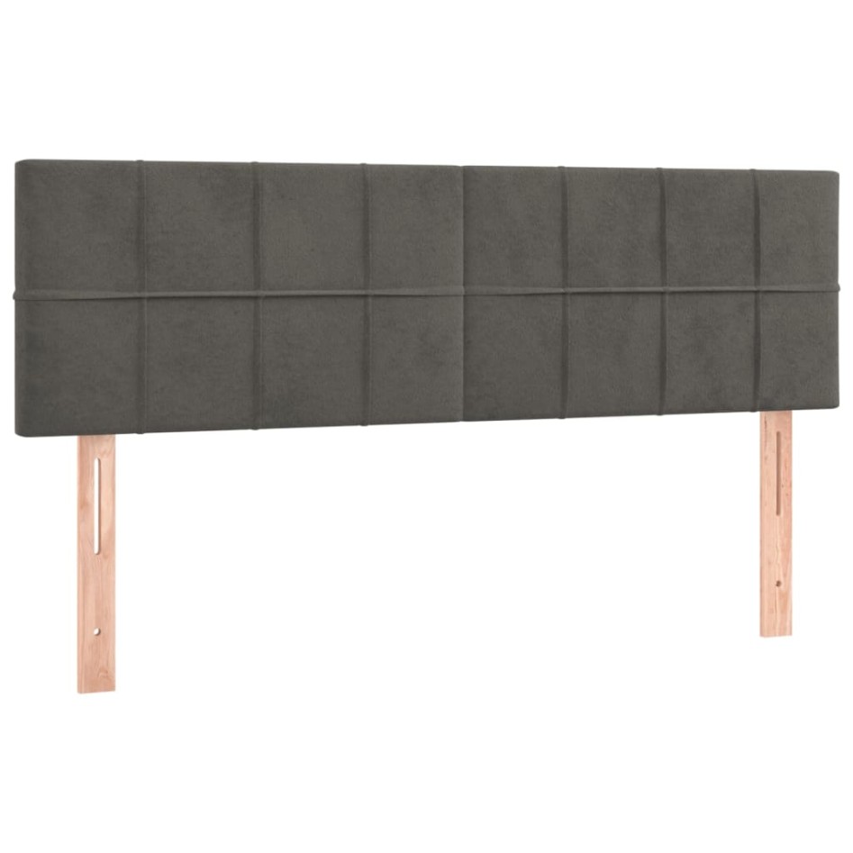 Cama box spring con colchón terciopelo gris oscuro 140x190