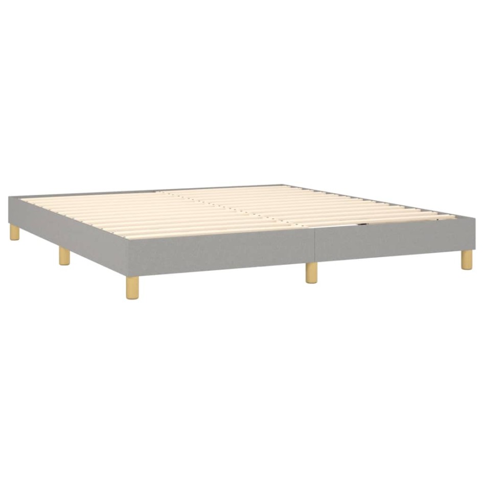 Cama box spring con colchón tela y LED gris claro 160x200
