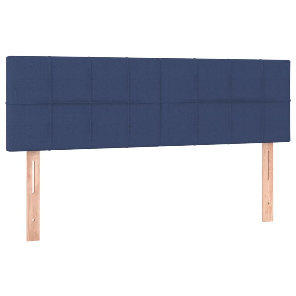 Cama box spring con colchón y LED tela azul 140x200