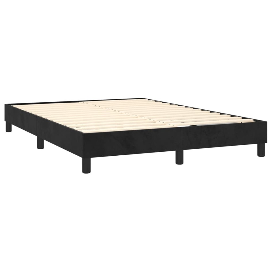 Cama box spring colchón y LED terciopelo negro 140x190