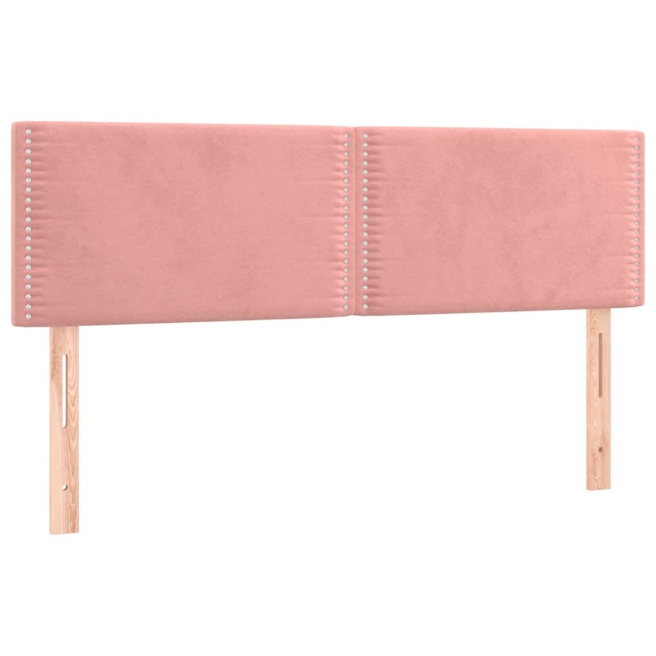 Cama box spring colchón y LED terciopelo rosa 140x200