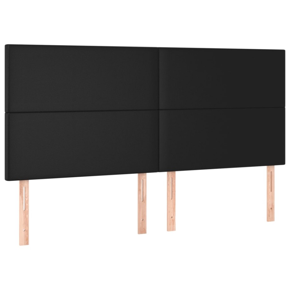 Cama box spring colchón y LED cuero sintético negro 160x200