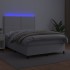 Cama box spring colchón y LED cuero sintético blanco 140x200