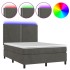 Cama box spring colchón y LED terciopelo gris oscuro 140x200