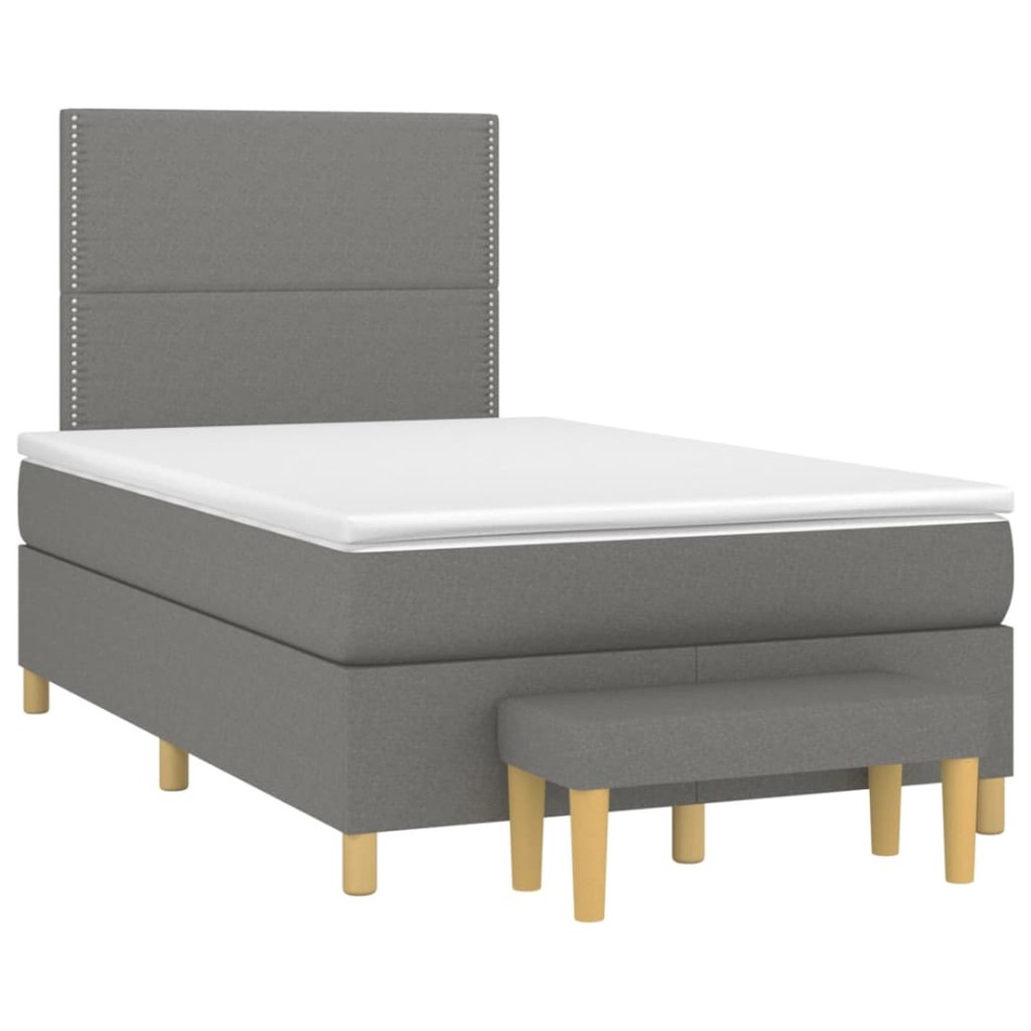 Cama box spring con colchón tela gris oscuro 120x200