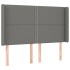 Cama box spring colchón y luces LED tela gris oscuro 140x190