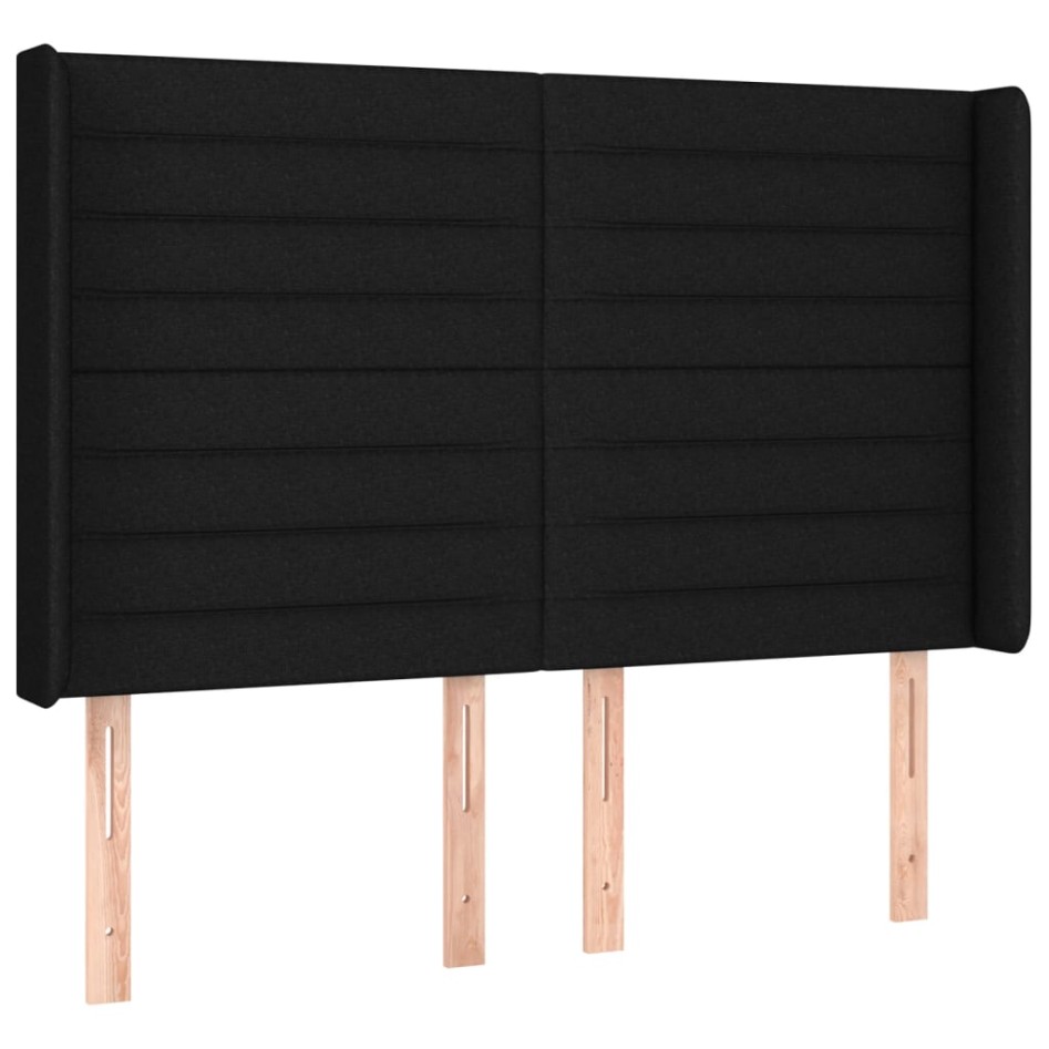 Cama box spring colchón y luces LED tela negro 140x190