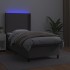 Cama box spring colchón y LED cuero sintético gris 100x200