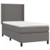 Cama box spring colchón y LED cuero sintético gris 100x200