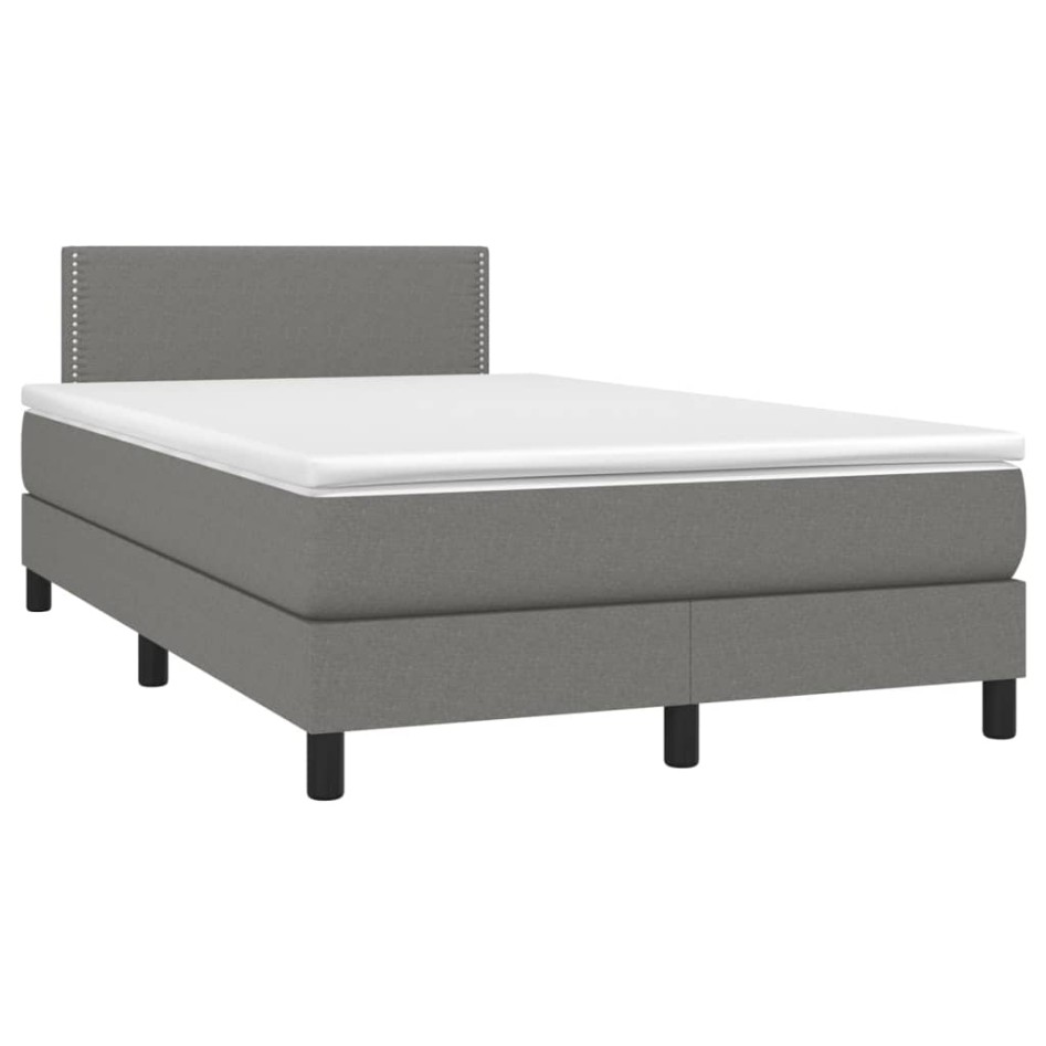 Cama box spring con colchón tela gris oscuro 120x200