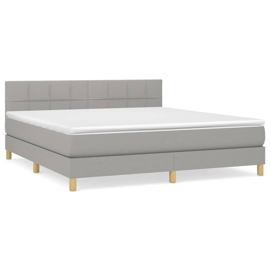 Cama box spring con colchón tela gris claro 160x200