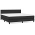 Cama box spring con colchón cuero sintético negro 180x200